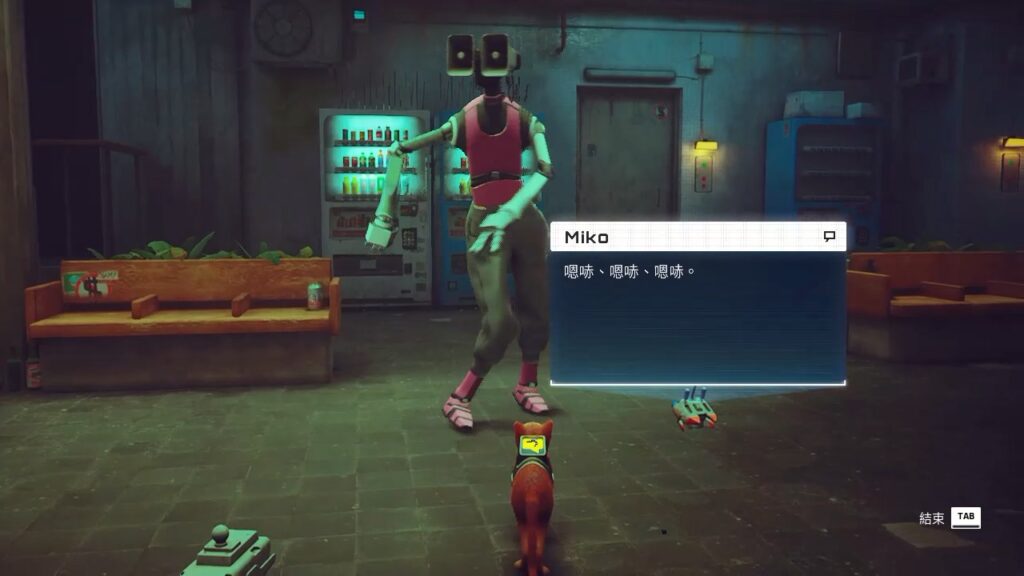 robot popping dance in stray cat game